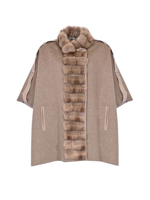 Mantella reversibile 4542 in lana e cashmere con inserti in pelliccia di zibellino MARESTER | MA 4542IVREA